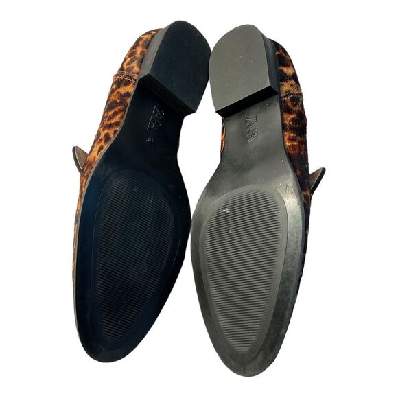 Zara Women’s Cow Furskin Leopard Print Loafers shoes Size 39 - Picture 10 of 13